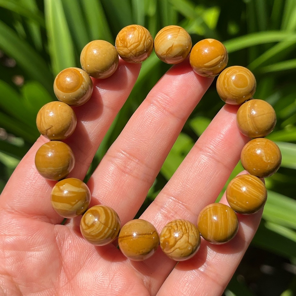 12.5mm stretchable‎ petrified wood bracelet